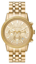 Michael Kors Hutton Chronograph Gold Dial Gold Steel Strap Watch For Men - MK8953