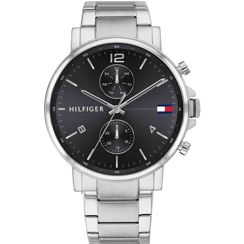 Tommy Hilfiger Daniel Black Dial Silver Steel Strap Watch for Men - 1710413