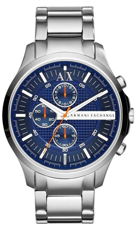 Armani Exchange Hampton Chronograph Blue Dial Silver Steel Strap Watch For Men - AX2155