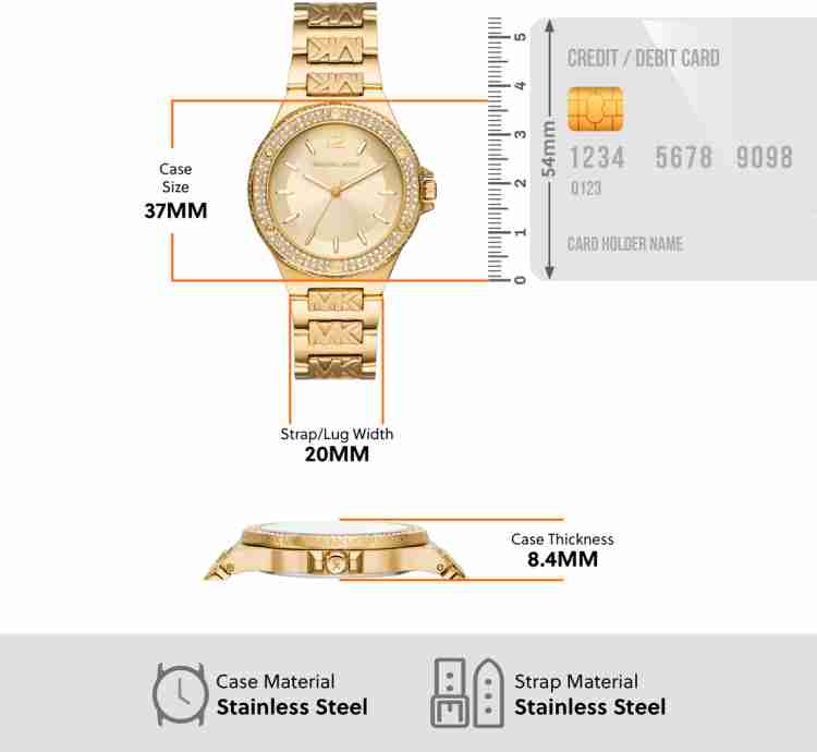 Michael Kors Lennox Three-Hand Gold Dial Gold Steel Strap Watch For Women - MK7339