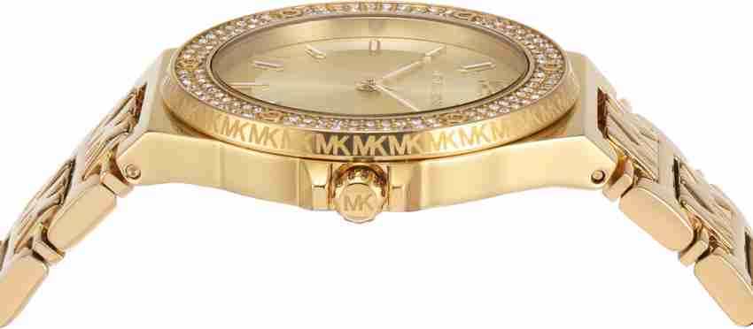 Michael Kors Lennox Three-Hand Gold Dial Gold Steel Strap Watch For Women - MK7339