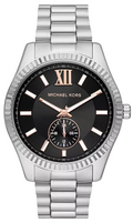 Michael Kors Lexington Quartz Black Dial Silver Steel Strap Watch For Women - MK8946