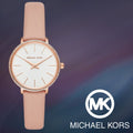 Michael Kors Pyper Analog White Dial Pink Leather Strap Watch For Women - MK2803