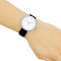 Michael Kors Portia Quartz White Dial Black Leather Strap Watch For Women - MK2658