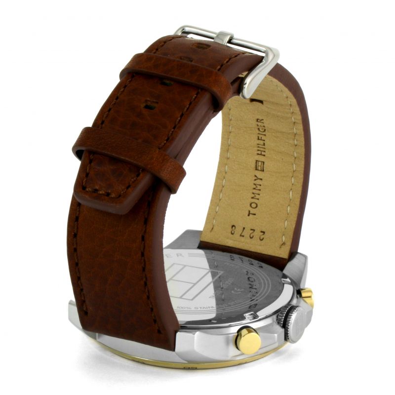 Tommy Hilfiger Decker Blue Dial Brown Leather Strap Watch for Men - 1791561