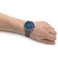 Emporio Armani Chronograph Quartz Blue Dial Grey Steel Strap Watch For Men - AR11481