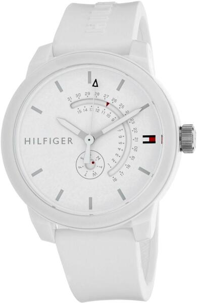 Tommy Hilfiger Denim Analog White Dial White Rubber Strap Watch for Men - 1791481