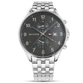 Tommy Hilfiger West Quartz Black Dial Silver Steel Strap Watch For Men - 1791707