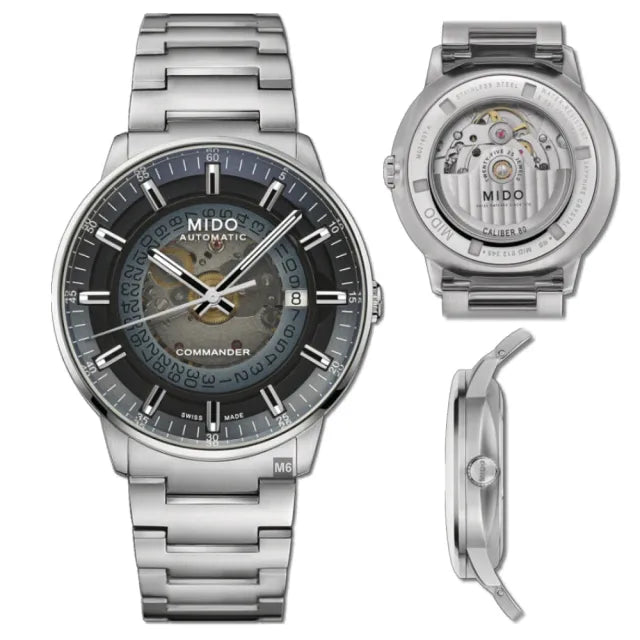 Mido Commander Automatic Gradient Blue Dial Silver Steel Strap Watch For Men - M021.407.11.411.01