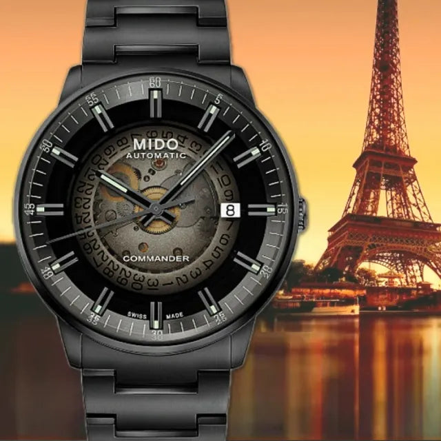 Mido Commander II Automatic Gradient Black Dial Black Steel Strap Watch For Men - M021.407.33.411.00