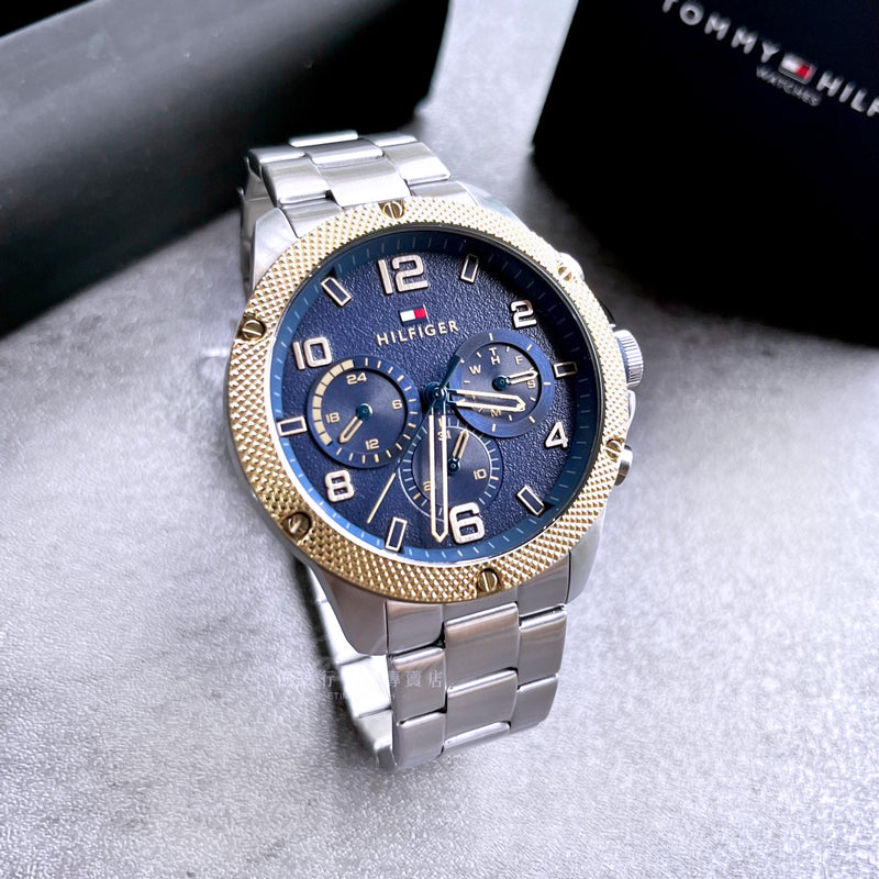 Tommy Hilfiger Blaze Chronograph Quartz Blue Dial Silver Steel Strap Watch for Men - 1792031