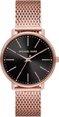 Michael Kors Pyper Analog Black Dial Rose Gold Mesh Strap Watch For Women - MK4566