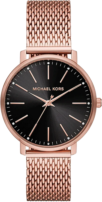 Michael Kors Pyper Analog Black Dial Rose Gold Mesh Strap Watch For Women - MK4566