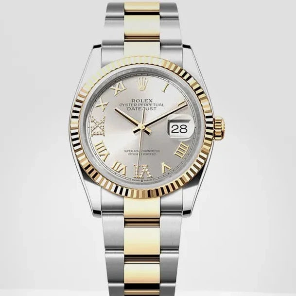 Rolex Datejust 36 Silver Dial Two Tone Steel Yellow Gold Strap Watch for Women - M126233-0032