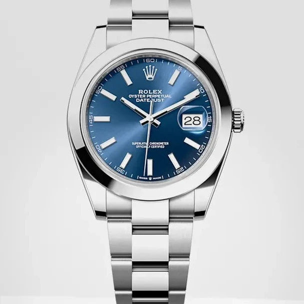 Rolex Datejust 41 Oyster Blue Dial Oystersteel Strap Watch for Men - M126300-0001