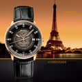 Mido Commander Automatic Black Dial Black Leather Strap Watch For Men - M021.407.36.411.00