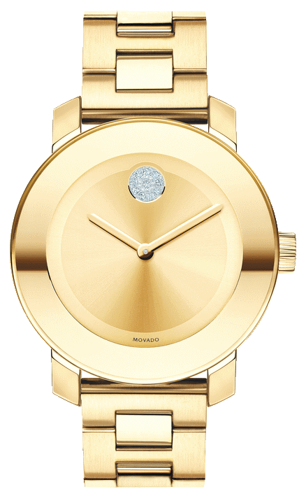 Movado Bold Gold Dial Yellow Gold Steel Strap Watch for Women - 3600104