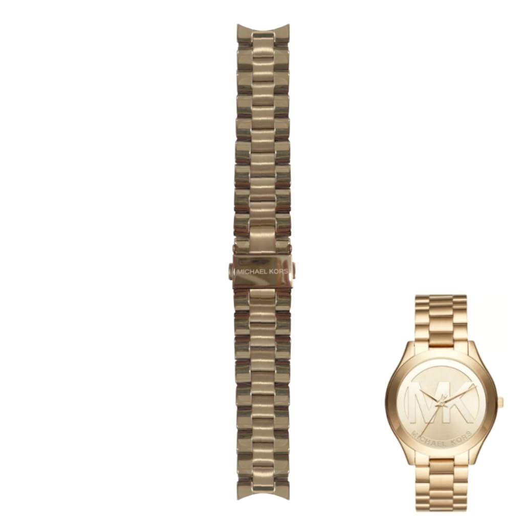 Michael Kors Slim Runway Analog Quartz Gold Dial Gold Steel Strap Watch For Women - MK3739