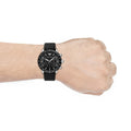 Emporio Armani Mario Chronograph Black Dial Black Leather Strap Watch For Men - AR11243