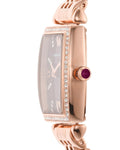 Emporio Armani Two Hand Diamonds Burgundy Dial Rose Gold Steel Strap Watch For Women - AR11488