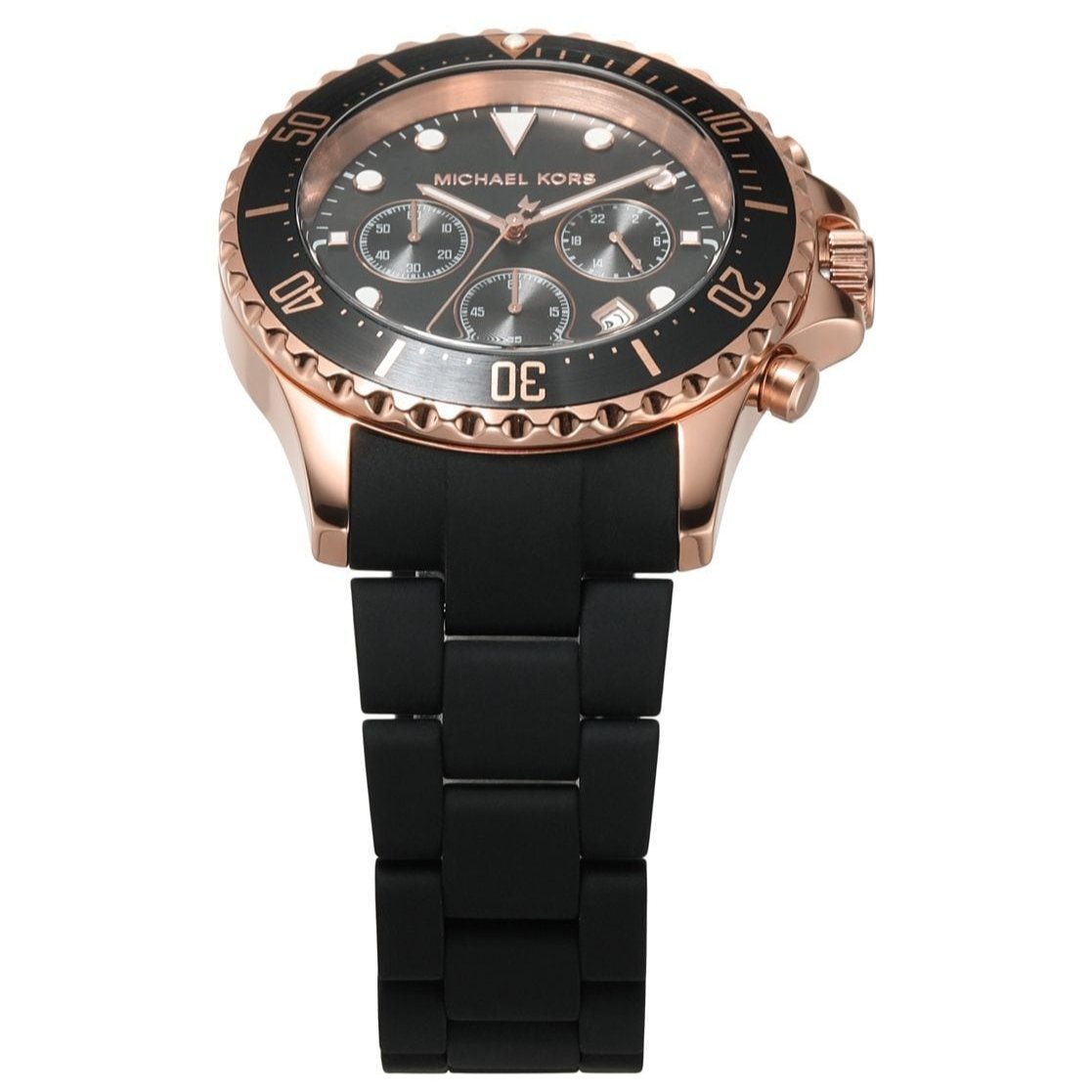 Michael Kors Everest Chronograph Black Dial Black Silicone Strap Watch For Men - MK9055