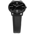 Emporio Armani Minimalist Analog Black Dial Black Leather Strap Watch For Men - AR11573