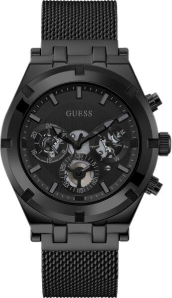 Guess Continental Chronograph Black Dial Black Mesh Strap Watch For Men - GW0582G3