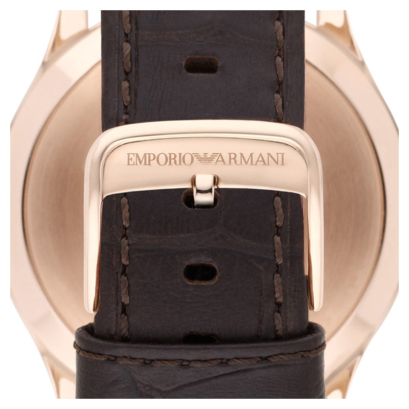 Emporio Armani Beta Chronograph White Dial Brown Leather Strap Watch For Men - AR1915