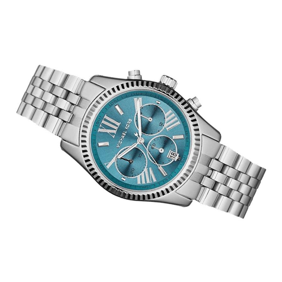 Michael Kors Lexington Chronograph Blue Dial Silver Steel Strap Watch For Women - MK5887