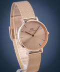 Daniel Wellington Petite Rose Gold Dial Rose Gold Mesh Bracelet Watch For Women - DW00100471