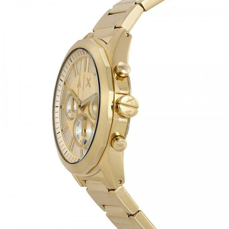 Armani Exchange Drexler Chronograph Gold Dial Gold Steel Strap Watch For Men - AX2602