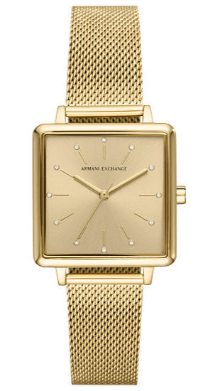 Armani Exchange Lola Quartz Gold Dial Gold Mesh Strap Watch For Women - AX5801