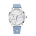 Tommy Hilfiger Brooke Silver Dial Light Blue Leather Strap Watch for Women - 1782023