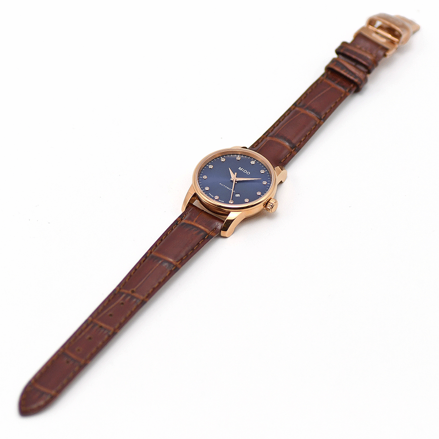 Mido Baroncelli Automatic Midnight Blue Dial Brown Leather Strap Watch For Women - M7600.3.65.8