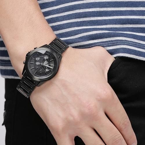 Armani Exchange Drexler Chronograph Black Dial Black Steel Strap Watch For Men - AX2601