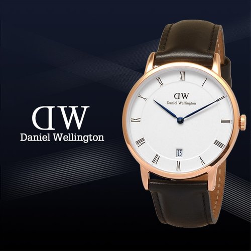 Daniel Wellington Dapper Sheffield White Dial Black Leather Strap Watch For Men - DW00100092