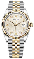 Rolex Datejust 36 Diamonds Silver Dial Two Tone Oyster Steel Strap Watch for Women - M126233-0027