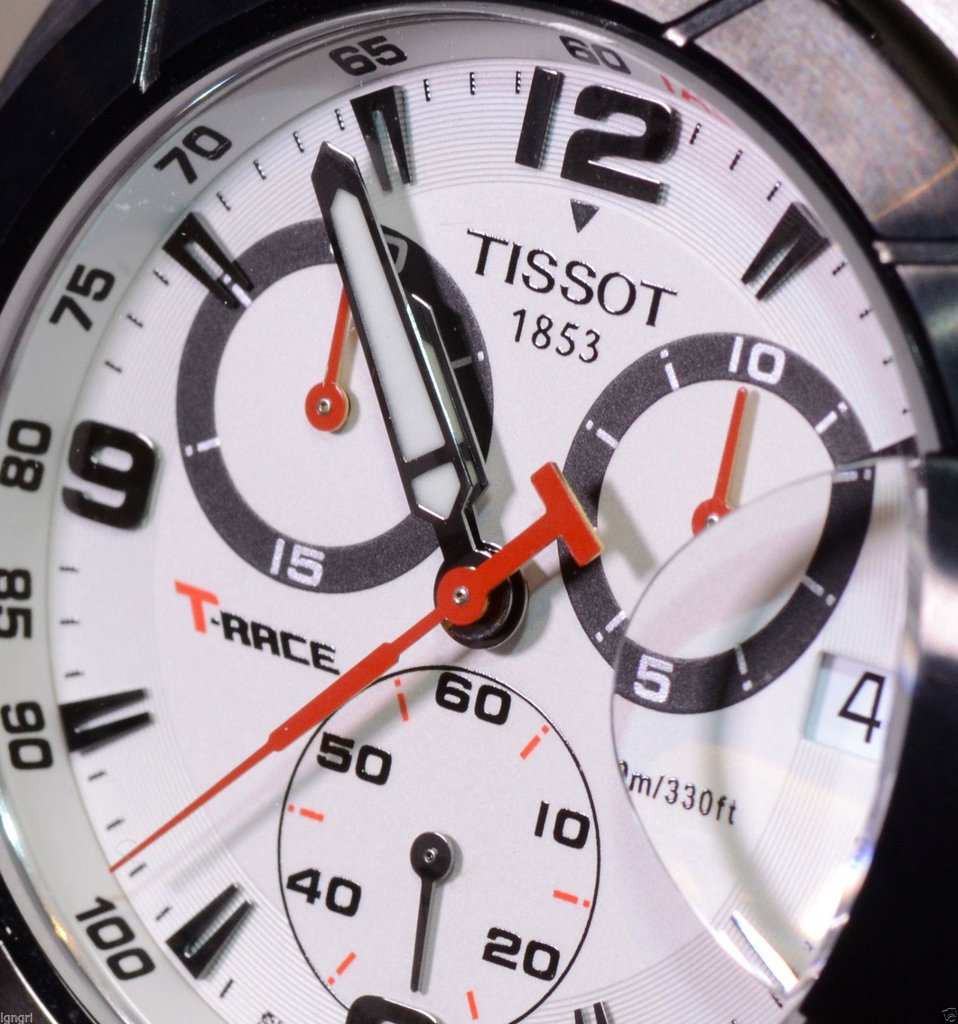 Tissot T Race Chronograph White Dial Black Rubber Strap Watch for Men - T048.417.27.037.00