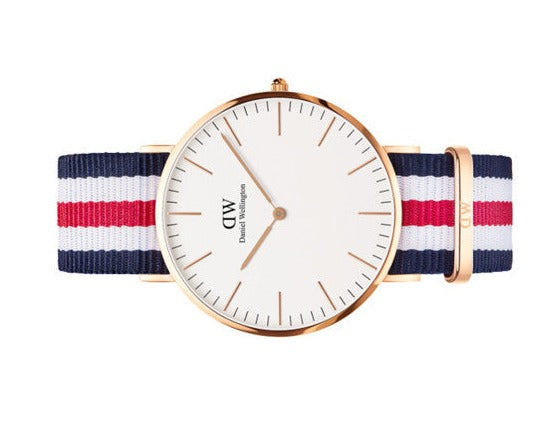 Daniel Wellington Classic Canterbury White Dial Two Tone Nylon Strap Watch For Men - DW00100002