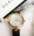 Gucci Diamantissima Mother of Pearl Dial Black Leather Strap Watch for Women - YA141404