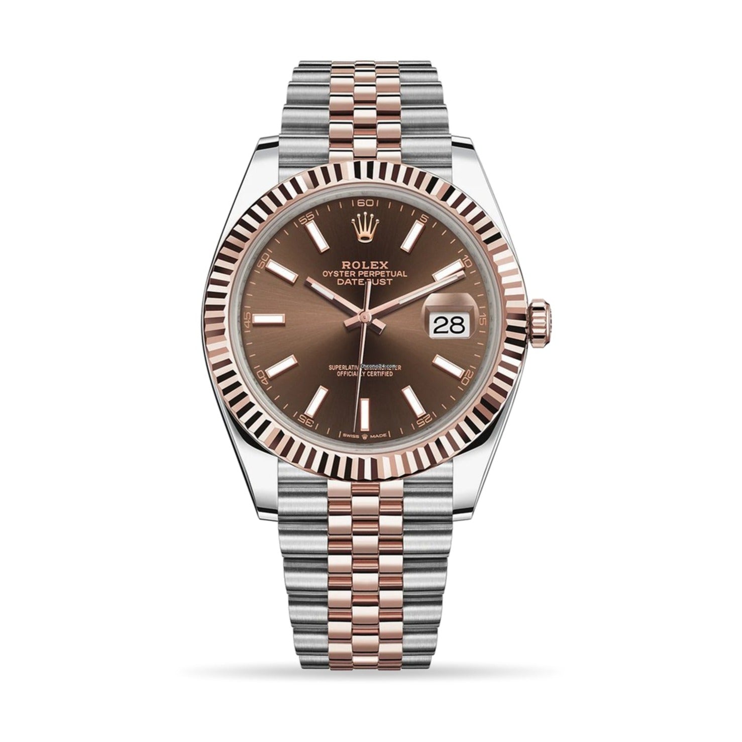 Rolex Datejust 41 Oyster Chocolate Dial Two Tone Oystersteel & Everose Gold Jubilee Bracelet Watch for Men - M126331-0002