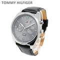 Tommy Hilfiger Deacan Grey Dial Black Leather Strap Watch for Men - 1791548