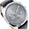 Tommy Hilfiger Deacan Grey Dial Black Leather Strap Watch for Men - 1791548