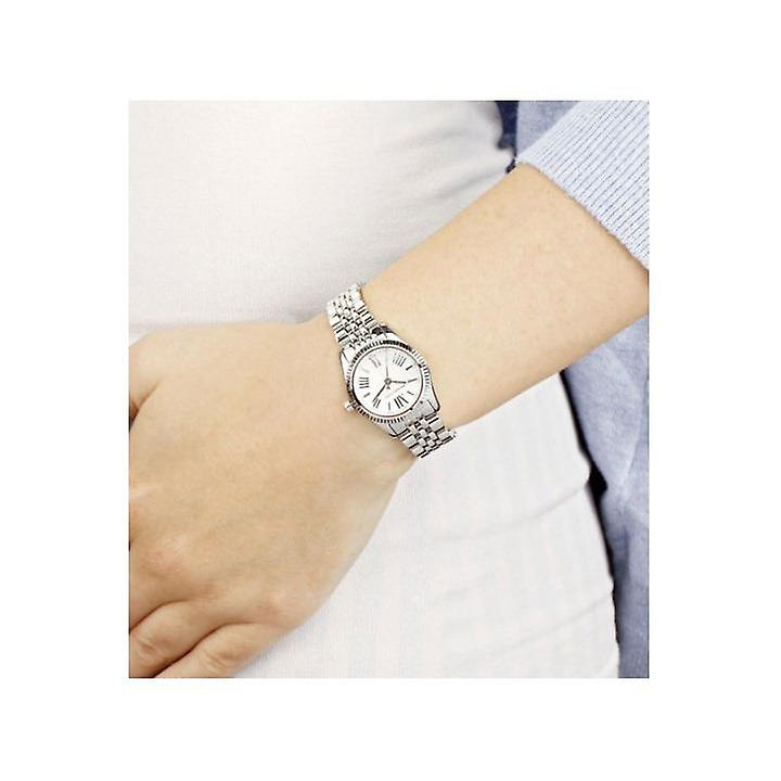 Michael Kors Lexington Quartz White Dial Silver Steel Strap Watch For Women - MK3228