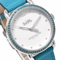 Coach Delancey White Dial Turquoise Leather Strap Watch for Women - 14502884