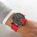 Diesel Mega Chief Chronograph Black Dial Red Silicone Strap Watch For Men - DZ4427