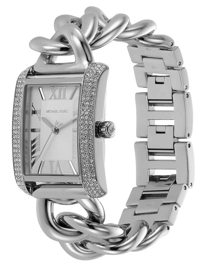 Michael Kors Emery Three Hand White Dial Silver Steel Strap Watch For Women - MK7438