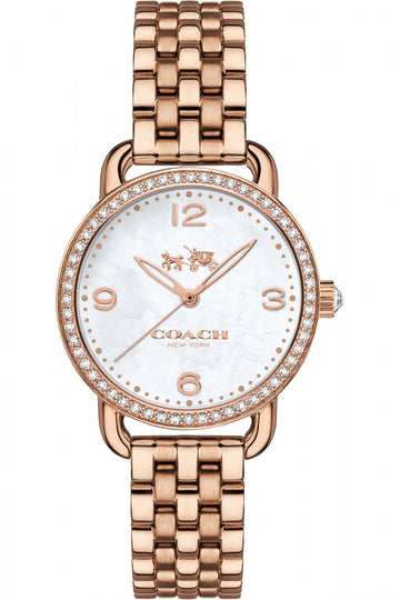 Coach Delancey White Dial Rose Gold Steel Strap Watch for Women - 14502479