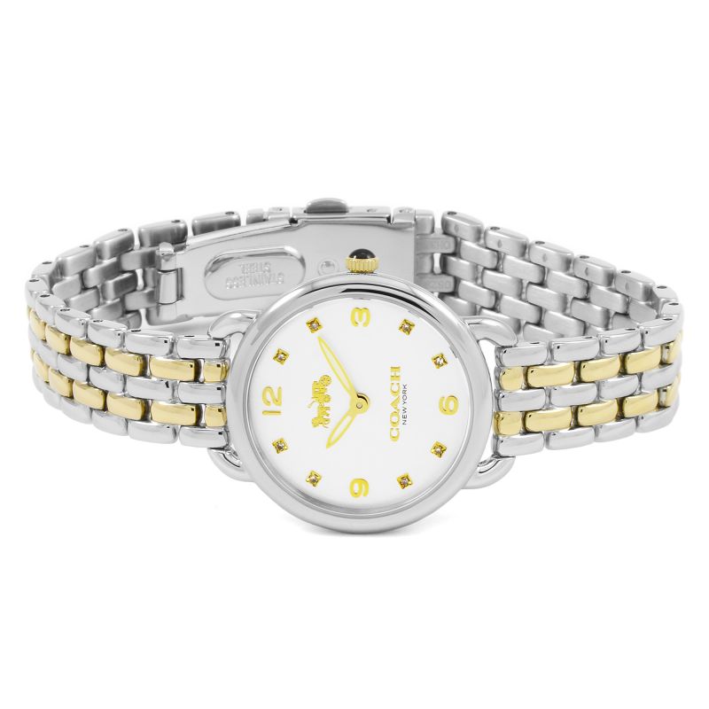 Coach Delancey Slim White Dial Two Tone Steel Strap Watch for Women - 14502784