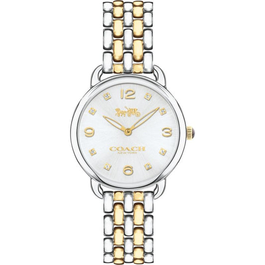 Coach Delancey Slim White Dial Two Tone Steel Strap Watch for Women - 14502784